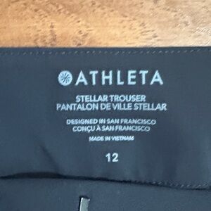 Athleta Stellar Trouser in Black with Logo Waistband NWOT size 12
